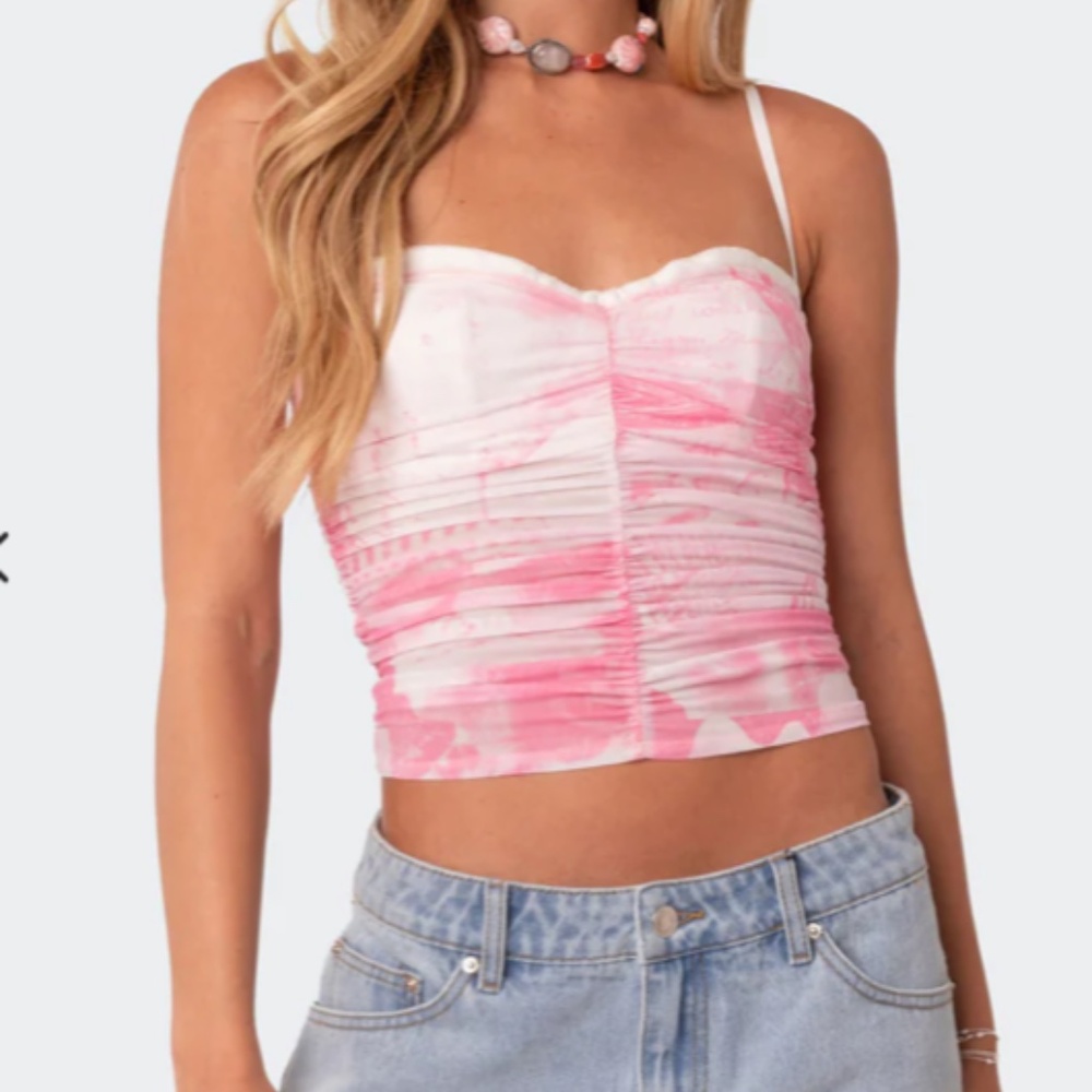2/$29 Edikted Evelyn Printed Mesh Bra tank top size XL